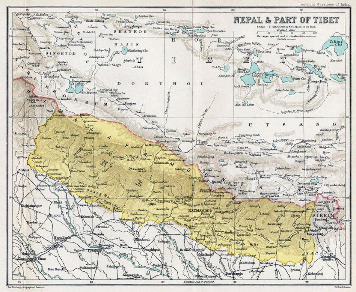 nepal mapa antigo