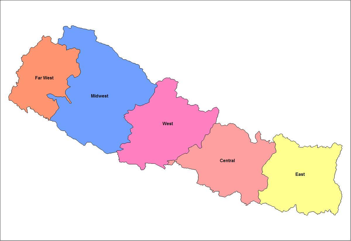 mapa do leste da região de desenvolvimento do nepal