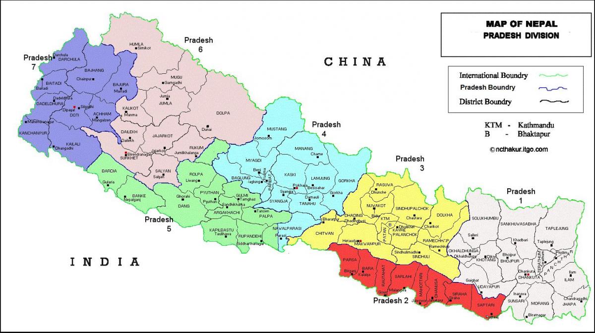 7 pradesh nepal mapa