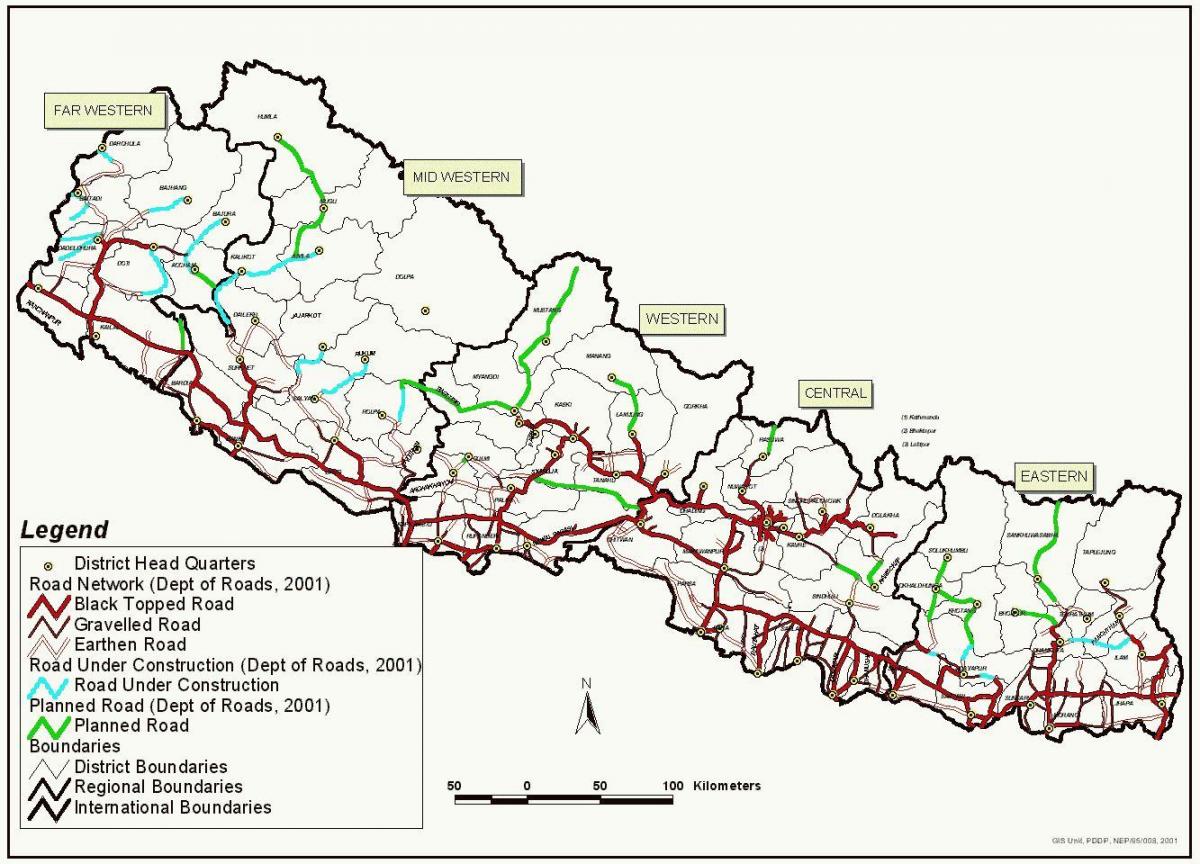 Mapa do nepal fast track estrada