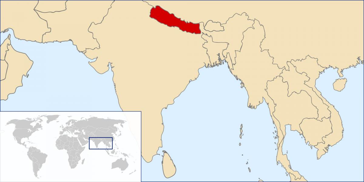 Mapa do nepal localização no mundo