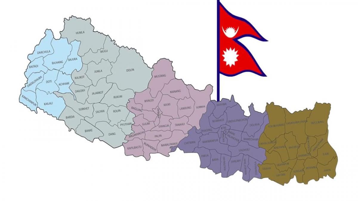 Mapa do nepal com a bandeira