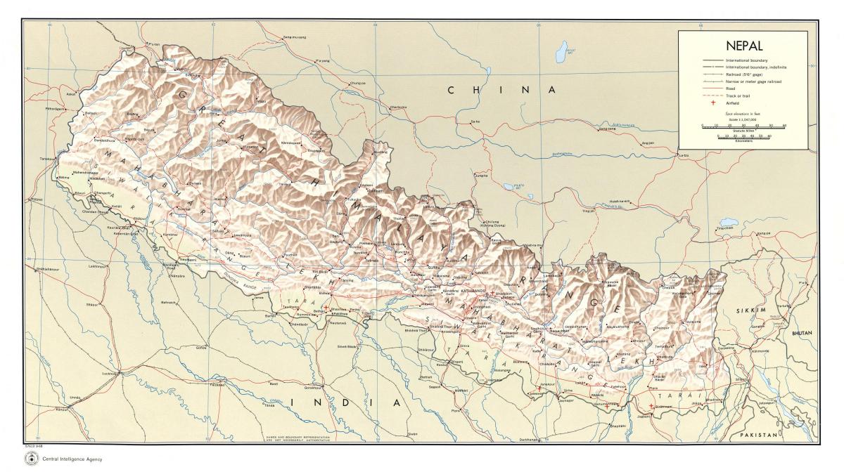 nepal trem mapa de rotas