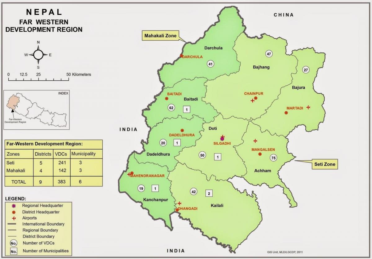 Mapa do oeste do nepal