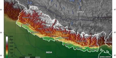 Mapa de satélite do nepal