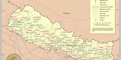 Índia, nepal fronteira mapa