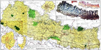 Mapa rodoviário do nepal com a distância