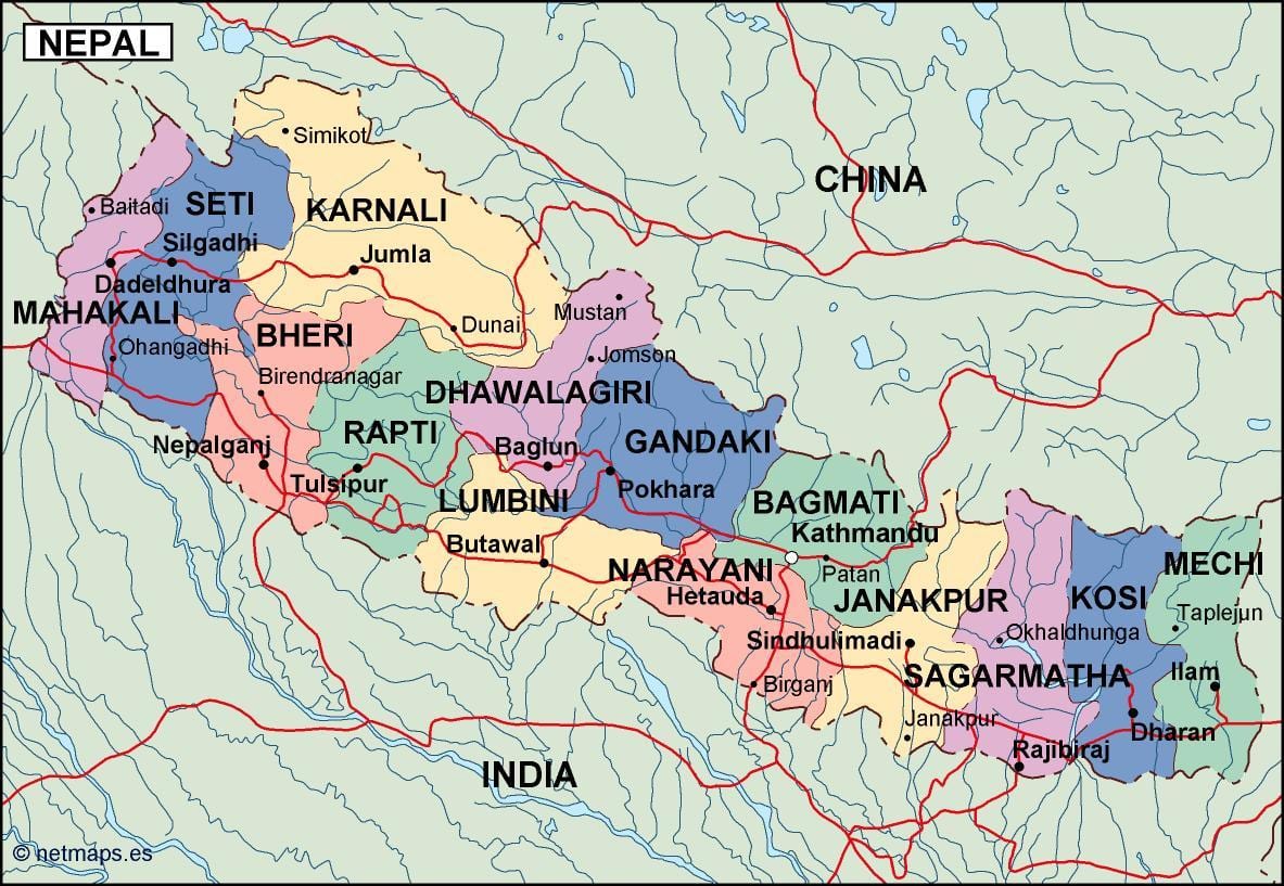 Mapa digital do nepal