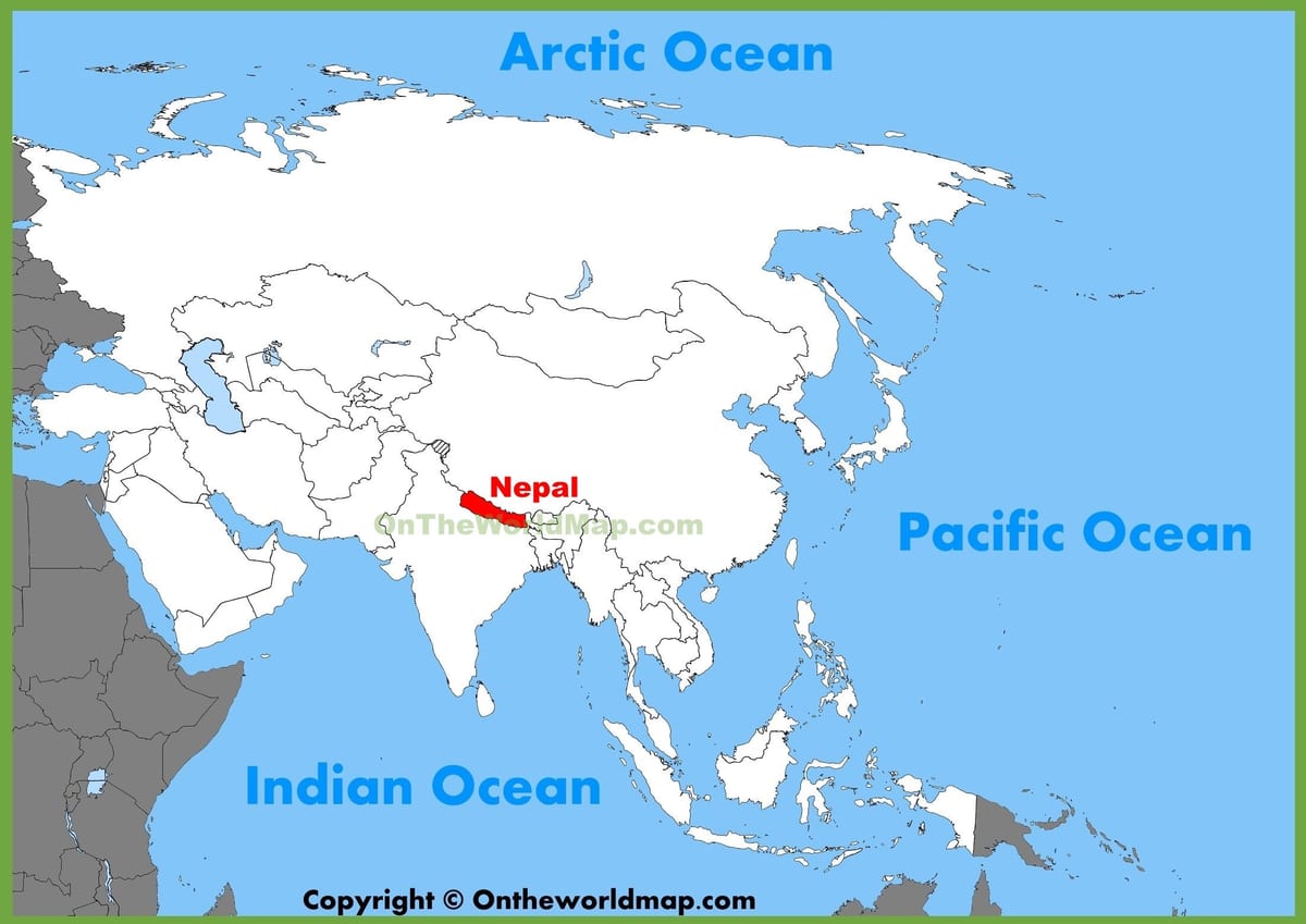 nepal, na ásia mapa