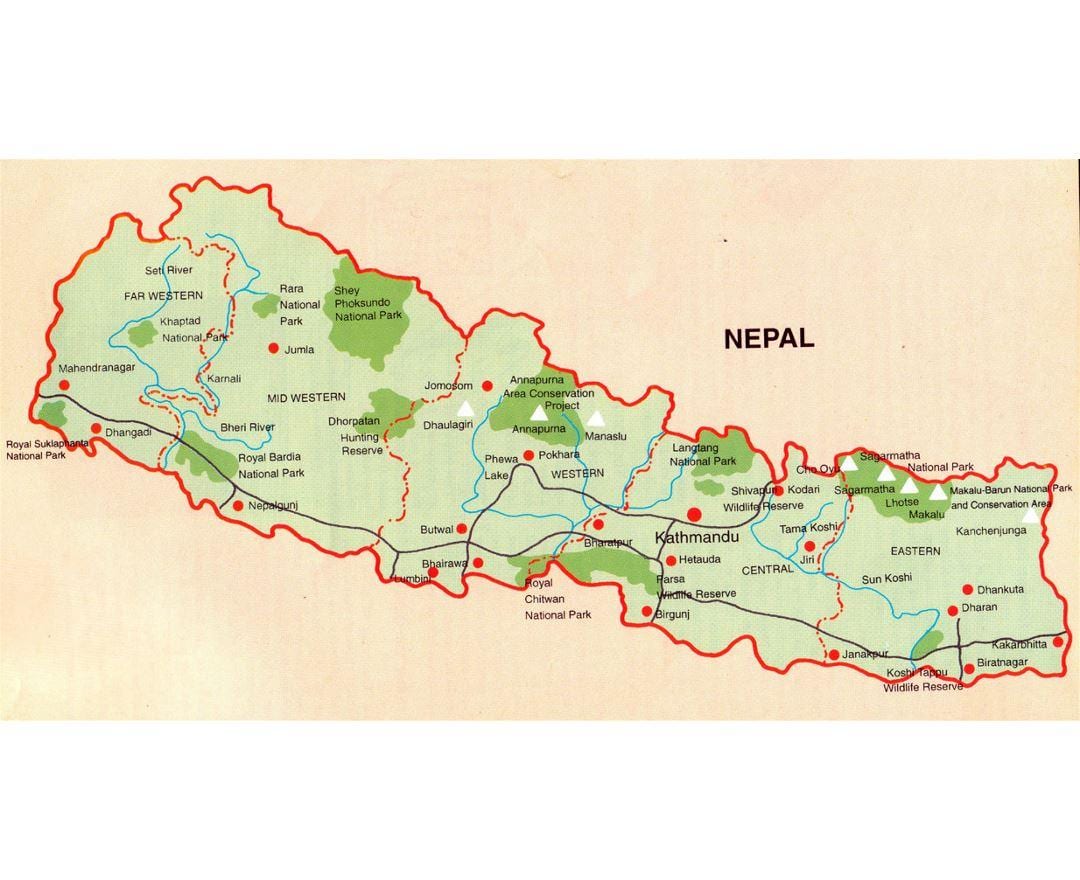 Mapa do nepal ferroviária de butwal