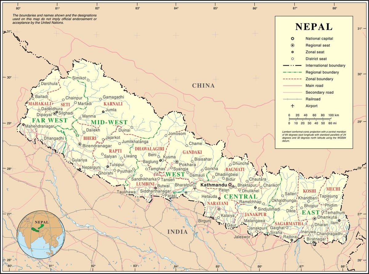 mapa ferroviário do nepal
