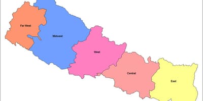 Mapa do leste da região de desenvolvimento do nepal