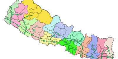 Mapa do nepal com as principais auto-estradas
