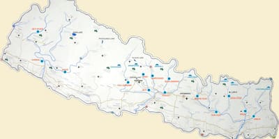 Mapa do nepal com lagos