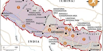 Mapa do nepal com templos