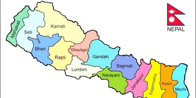 Mapa político do nepal com todos os distritos