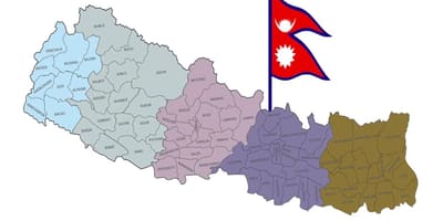 Mapa do nepal com a bandeira