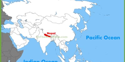 Nepal, na ásia mapa