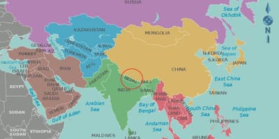 Mapa de nepal e países vizinhos