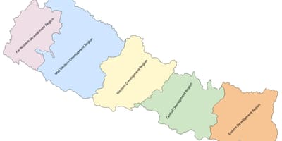 Mapa do nepal com a região de desenvolvimento do