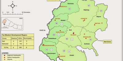Mapa do oeste do nepal